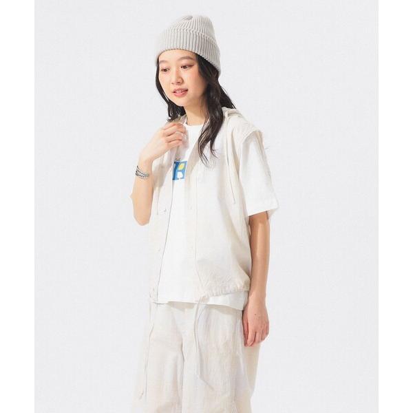 リネンシャツ ブラウス シャツ 「8/6再値下げ」チェック ストライプ フーデッド ノースリーブ レ...