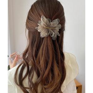 ヘアクリップ シフォン素材フラワーモチーフバレッタ
