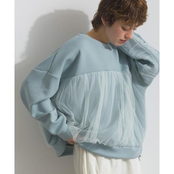 トレーナー スウェット ダンボールチュールワイドプルオーバー レディース