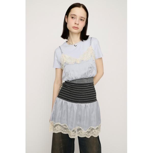 ワンピース CUTSEW REMAKE SATIN DRESS カットソーリメイクサテンドレス 春服...