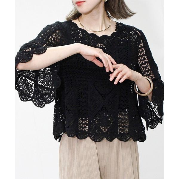 tシャツ クロシェレースプルオーバー レディース