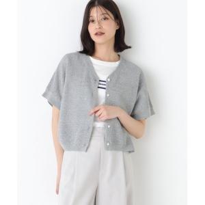 カーディガン メッシュ柄ニットジレ レディース