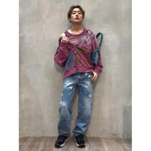 トレーナー スウェット フローラル プリント フーディー / パッチワーク メンズ