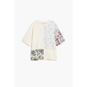 tシャツ フローラル ブロック切替 半袖 Tシャツ メンズ