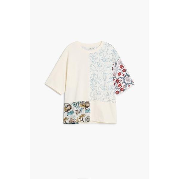 tシャツ フローラル ブロック切替 半袖 Tシャツ メンズ