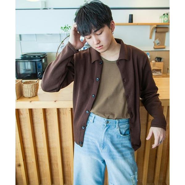「ZIP FIVE -White Line-」 ニットカーディガン MEDIUM ブラウン メンズ