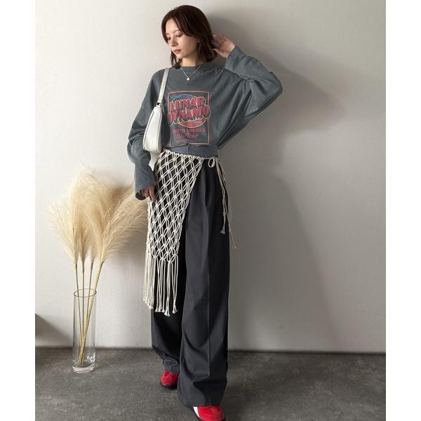 「Java」 7分袖カットソー LARGE グレー レディース