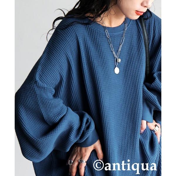 「antiqua」 長袖カットソー R ブルー レディース