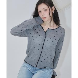 カーディガン ドット レイヤード ニットカーディガン レディース