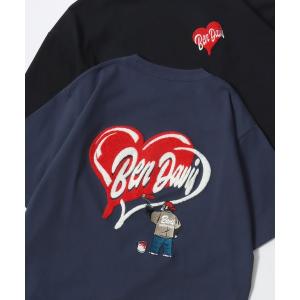tシャツ BEN DAVIS/ベンデイビス HEART CHENILLE TEE/オーバーサイズ ストリート バックプリント ロゴ ワンポイント刺繍 半袖Tシャツ/レディース メンズ