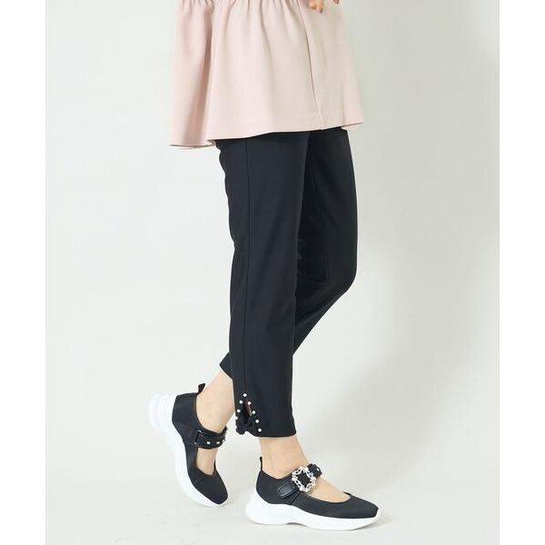 パンツ サイドスリット リボンモチーフ パンツ レディース