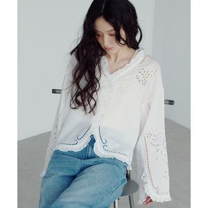 ブラウス シャツ 「daily CLIP」刺繍ボレロシャツ レディース
