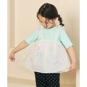 tシャツ お花・ハートモチーフシアートップス キッズ 子供服 女の子