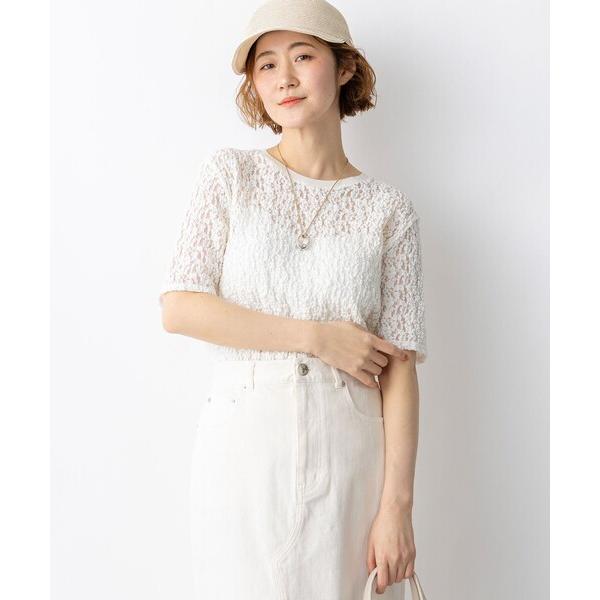 tシャツ リンクルレースジャージー 5分袖 TEE レディース