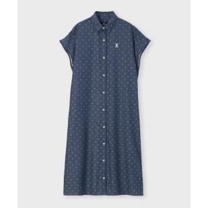 シャツワンピース 「WOMEN」ドットフレンチスリーブシャツワンピース