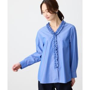 ブラウス シャツ Vネックフリルブラウス レディース