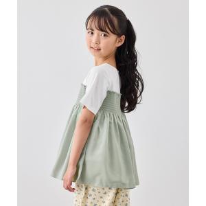 tシャツ 「KIDS/キッズ」シャーリングドッキングトップス/リンクコーデ キッズ 子供服 女の子
