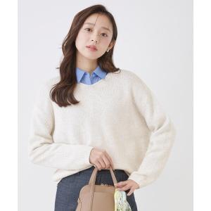 ニット セーター 「手洗い可」ラメ混Vネックニット レディース