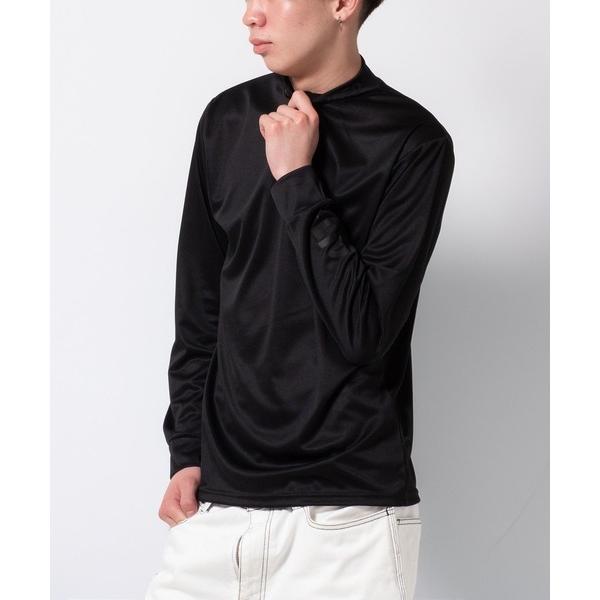 tシャツ (SA) ドライ モックネック ロゴ 長袖 Tシャツ メンズ