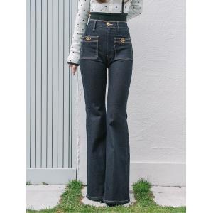 ジーンズ デニム デニムパンツ DDボタンロングフレアデニム レディース