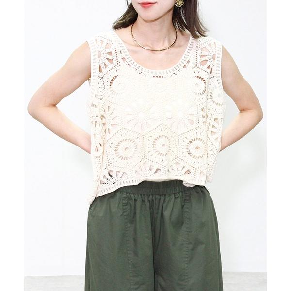 ベスト ジレ クロシェレースベスト レディース