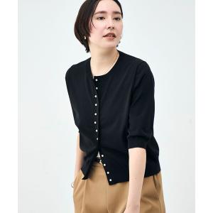 カーディガン 「手洗い可能」コットンテックス6分袖カーディガン レディース