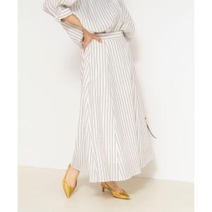 スカート 「セットアップ対応」ウォッシャブルストライプフレアスカート