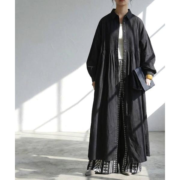 シャツワンピース インド綿 ロングシャツ ワンピース