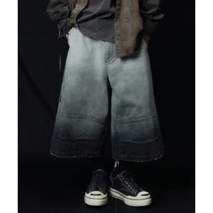 ハーフパンツ ワイドパンツ ジーンズ AIVER　フェードブリーチクォーターデニムパンツ メンズ レディース
