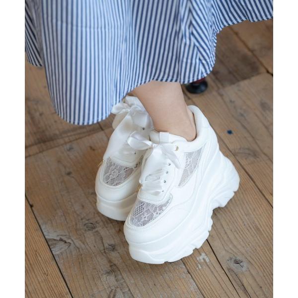 スニーカー 「2026SS新作」「R＆E」「2way」厚底ラバーソールチュールアッパースニーカー レ...