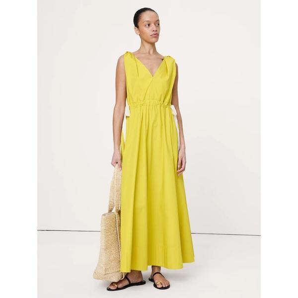 ワンピース ツイストショルダー ポプリン マキシドレス