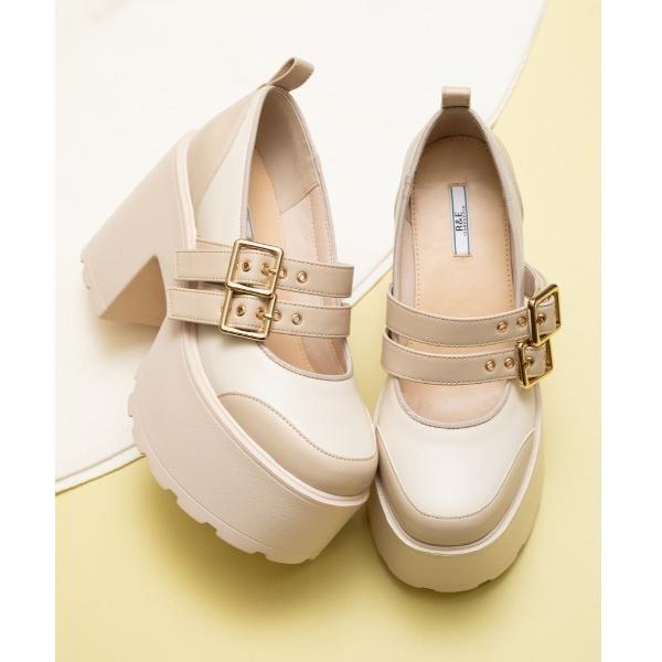 パンプス 「2026SS新作」「R＆E」Wストラップモールドソールシューズ