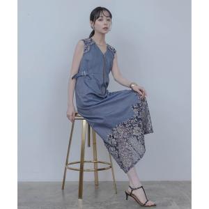 ワンピース レーストリムデニムワンピース