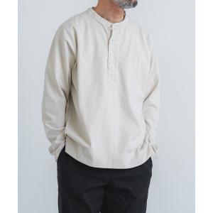 tシャツ エメラルド天竺布帛前立てヘンリーネックプルオーバー メンズ