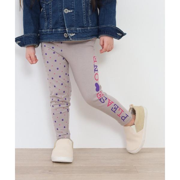 レギンス スパッツ ブロックドット＆ロゴ レギンス 長ズボン 10分丈 キッズ 子供 女の子