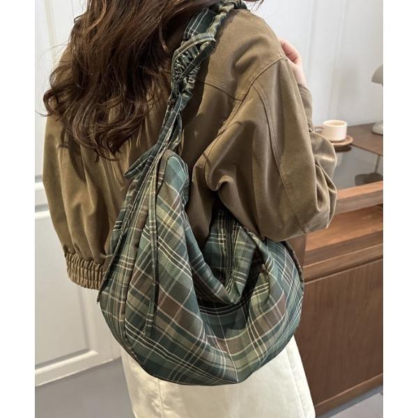 ショルダーバッグ バッグ シャーリングチェックハーフムーンショルダーバッグ レディース