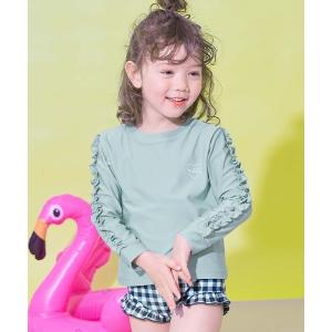水着 UVカット フリルがかわいい ラッシュ水着 セットアップ キッズ 子供 女の子