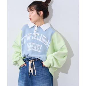 tシャツ 「etsinta」リメイク切り替えスウェットポロ レディース メンズ