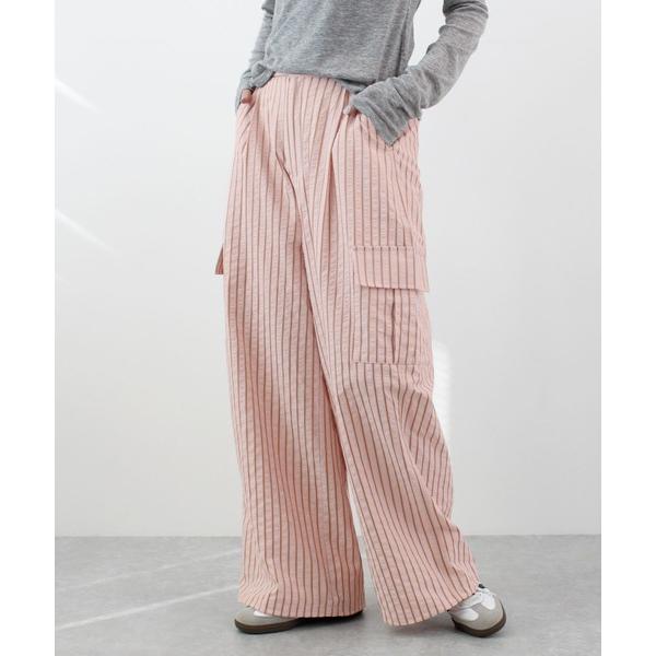 カーゴパンツ 「ドロスト付き」1本でコーデが決まる。 ストライプ×カーゴポケット ドロストワイドパン...