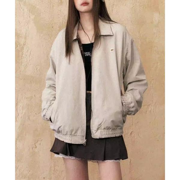 コート アウター リバーシブル チェック柄 ビッグシルエットブルゾン/韓国ストリートファッション ユ...