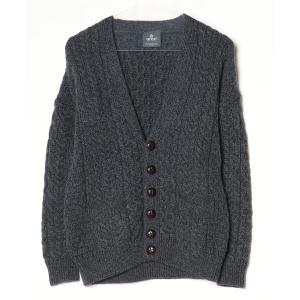 「aran WOOLLEN MILLS」 ニットカーディガン SMALL ダークグレー メンズ