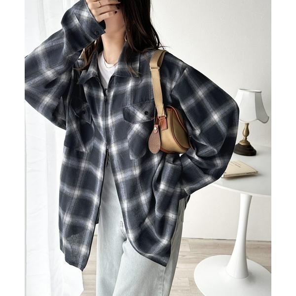 「Java」 長袖シャツ LARGE ネイビー レディース