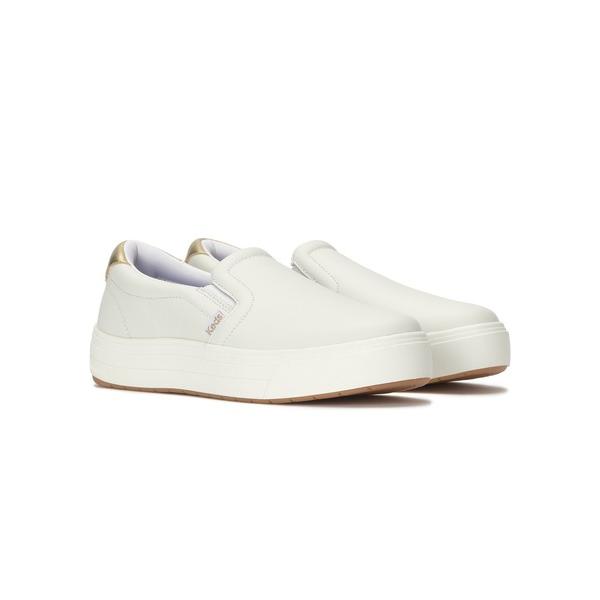 ウォーキングシューズ スニーカー Keds ケッズ パーク スリップオン レザー オフホワイト レデ...