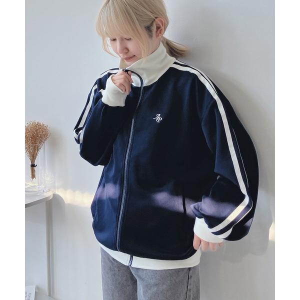 「AS KNOW AS plus」 ジャージブルゾン FREE ネイビー レディース