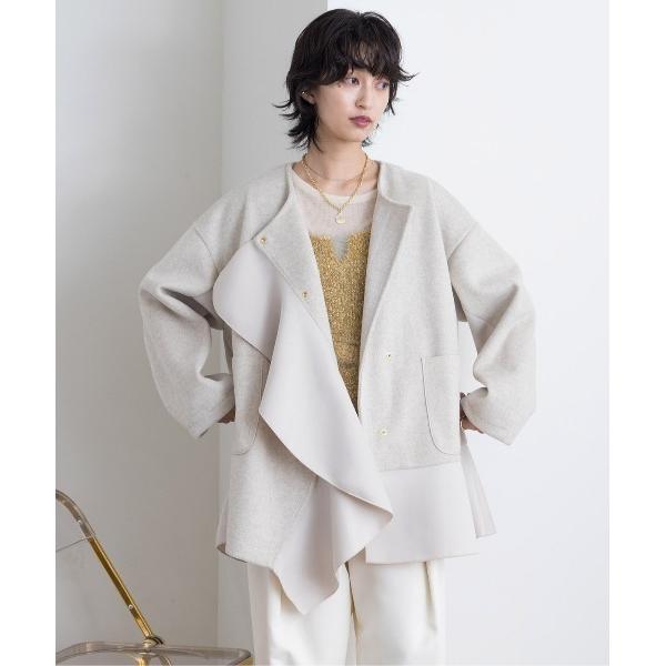 「Eimee Law」 ノーカラーコート 38 ベージュ レディース