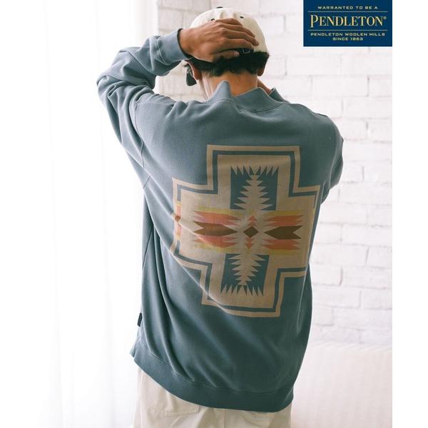 「PENDLETON」 スウェットカットソー MEDIUM ブルー メンズ