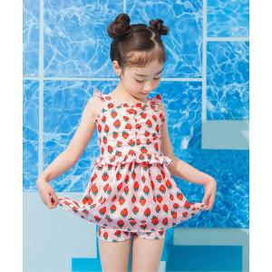 水着 「UVカット」総柄メロウフリルワンピース水着 キッズ 子供 女の子