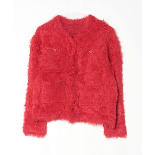 「M TO R」 ニットカーディガン 38 レッド レディース
