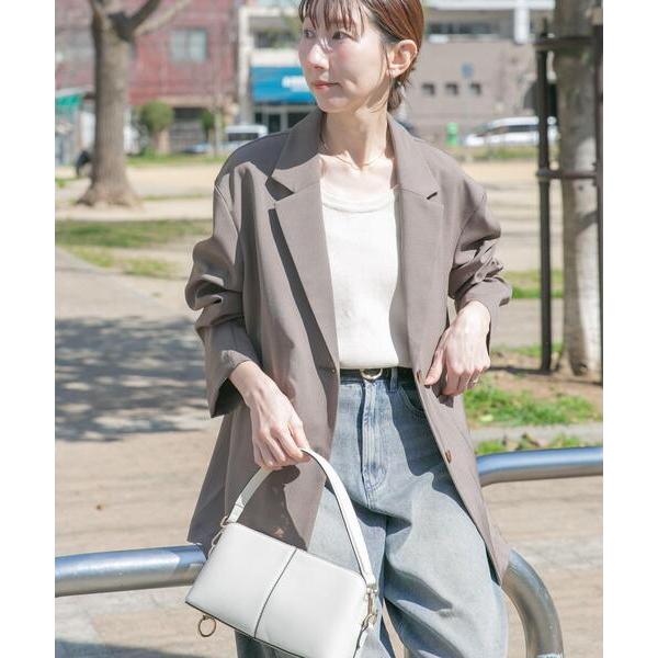 コート アウター ルーズテーラード強撚ジャケット レディース
