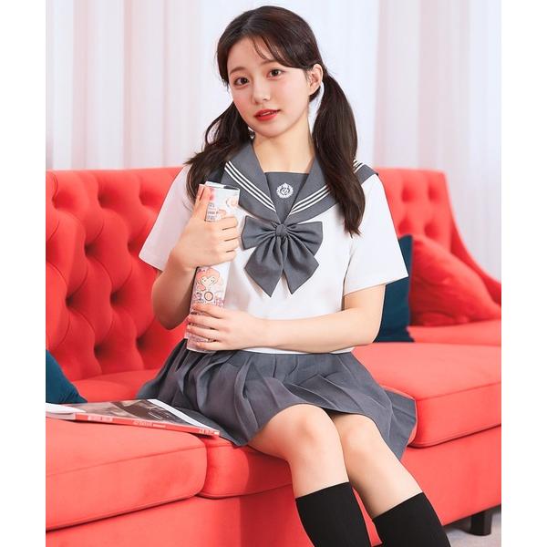 コスプレ 「制服コスプレ3点セット」チャコールグレーセーラー服 半袖